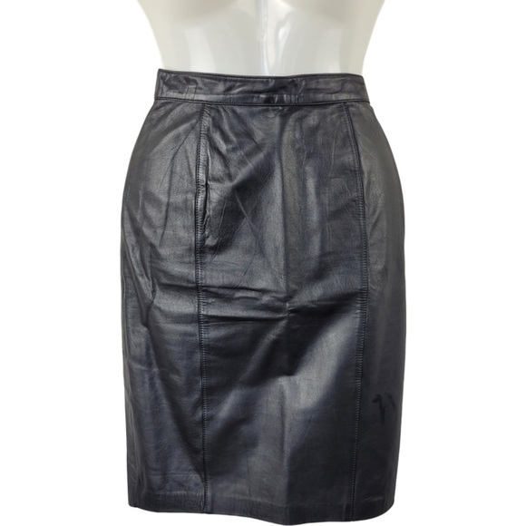 Elizabeth Woman’s Genuine leather black pencil skirt size 5/6 EUR - Picture 12 of 13